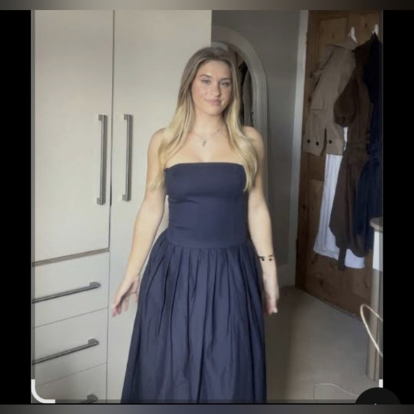 Zara Strapless Poplin Dress - Picture 5 of 7